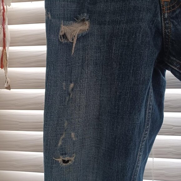 Hollister Men’s Skinny Jeans W33 L34 Medium Wash Distressed Ripped Y2K Cotton - Picture 9 of 11